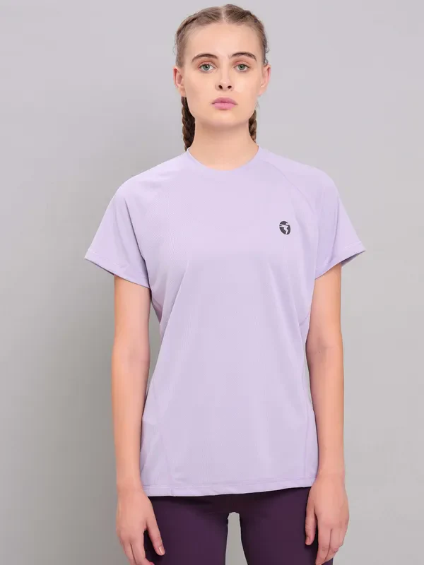 Women Solid Slim Fit Crew Neck T-shirt with TECHNO COOL+ - Image 5