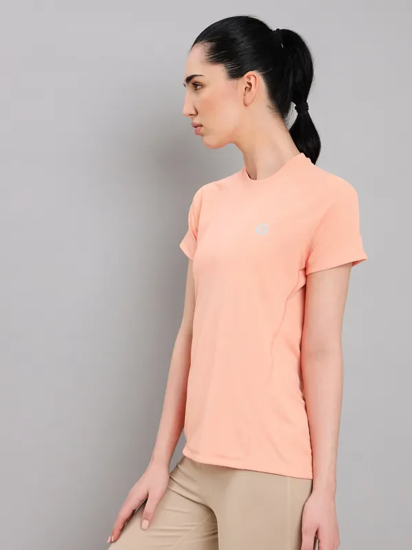 Women Solid Slim Fit Crew Neck T-shirt with TECHNO COOL+ - Image 4