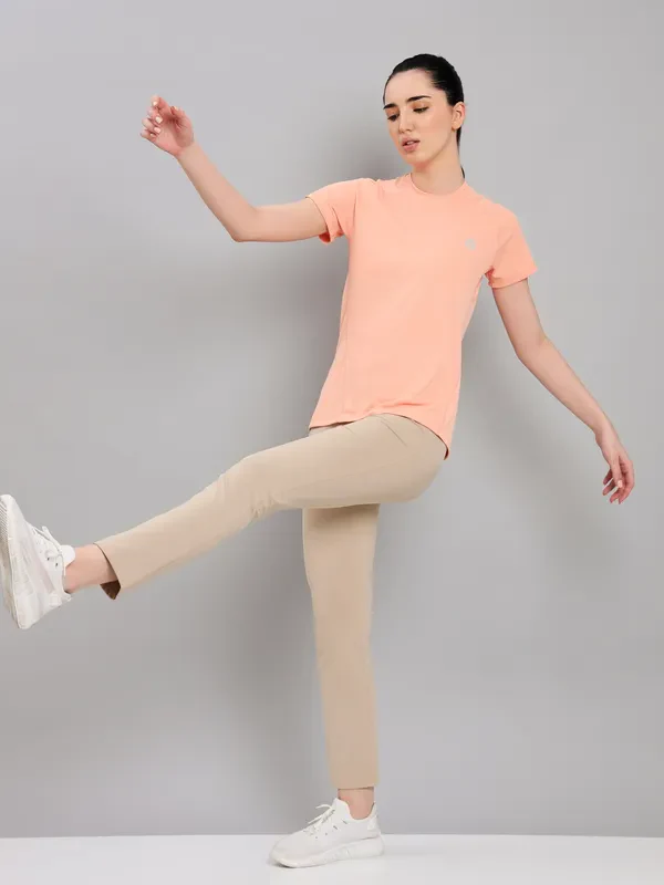 Women Solid Slim Fit Crew Neck T-shirt with TECHNO COOL+ - Image 5