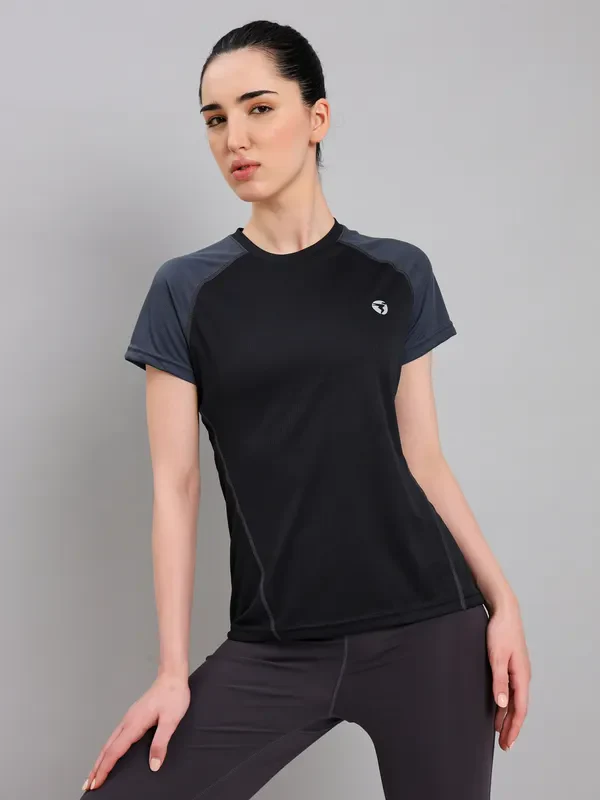Women Colorblock Slim Fit Crew Neck T-shirt with TECHNO COOL+ - Image 5