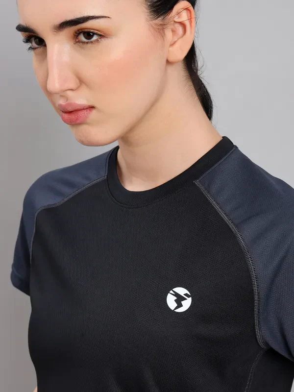 Women Colorblock Slim Fit Crew Neck T-shirt with TECHNO COOL+ - Image 6