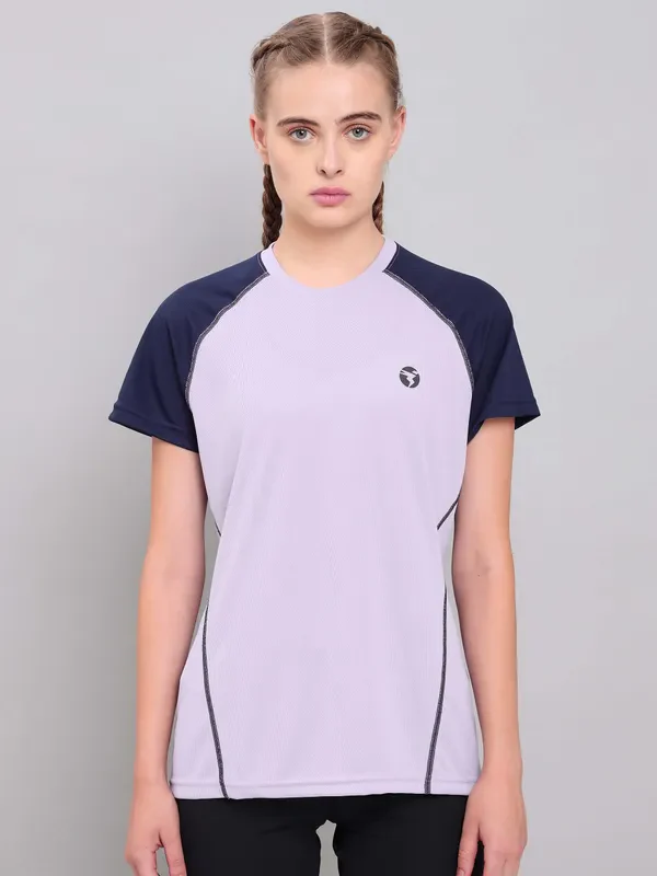Women Colorblock Slim Fit Crew Neck T-shirt with TECHNO COOL+
