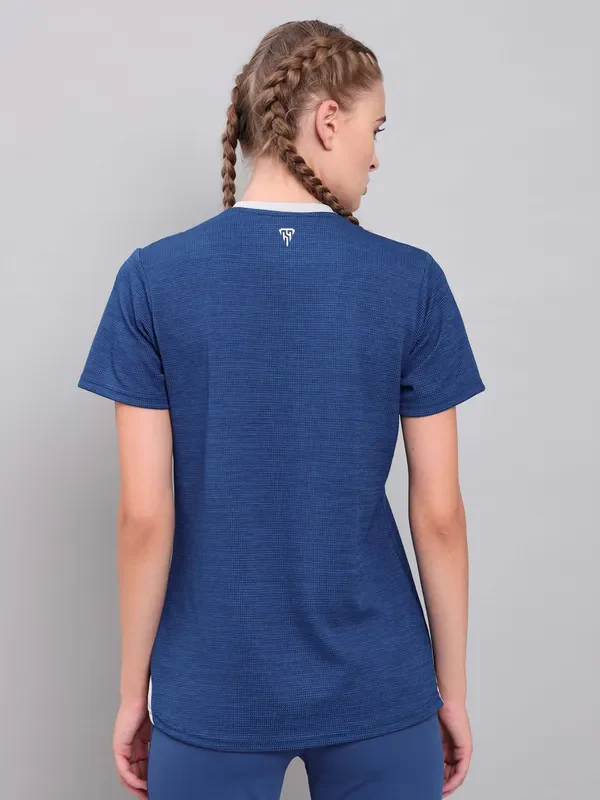 Women Solid Slim Fit V Neck T-shirt with DOUBLE COOL - Image 4