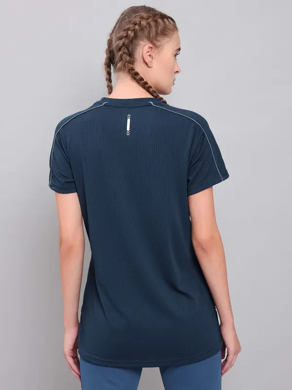 Women Self Design Slim Fit Crew Neck T-shirt with TECHNO COOL+ - Image 2
