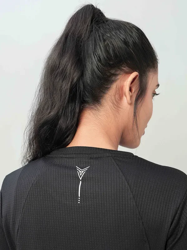 Women Self Design Slim Fit Crew Neck T-shirt with TECHNO COOL+ - Image 10