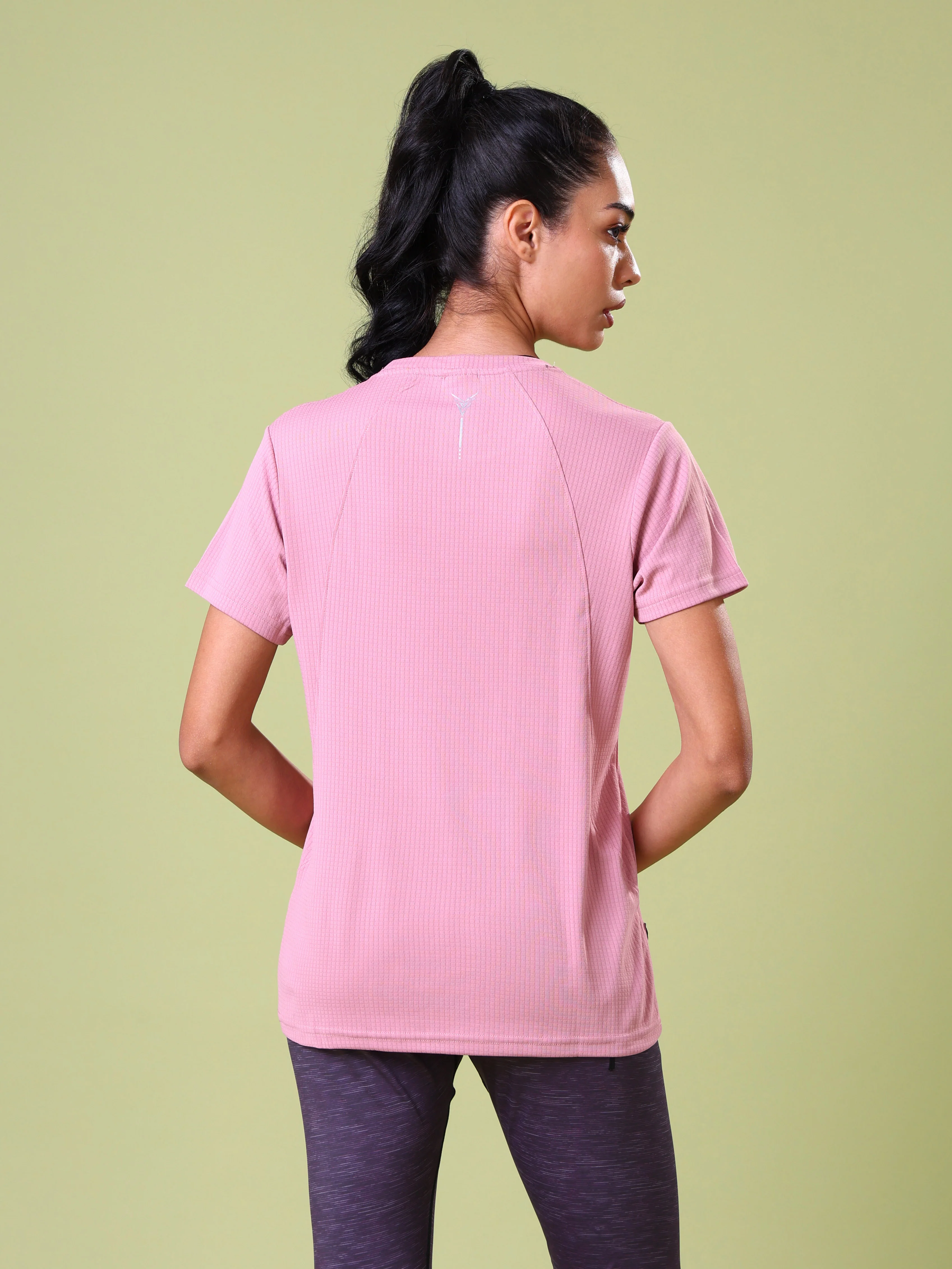 Women Self Design Slim Fit Crew Neck T-shirt with TECHNO COOL+ - Image 3