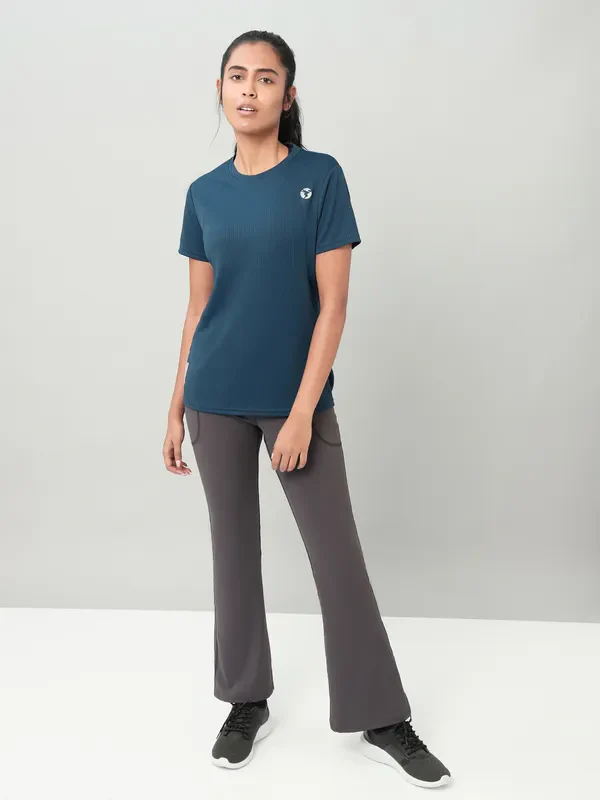 Women Self Design Slim Fit Crew Neck T-shirt with TECHNO COOL+ - Image 8