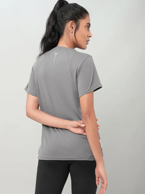 Women Self Design Slim Fit Crew Neck T-shirt with TECHNO COOL+ - Image 5
