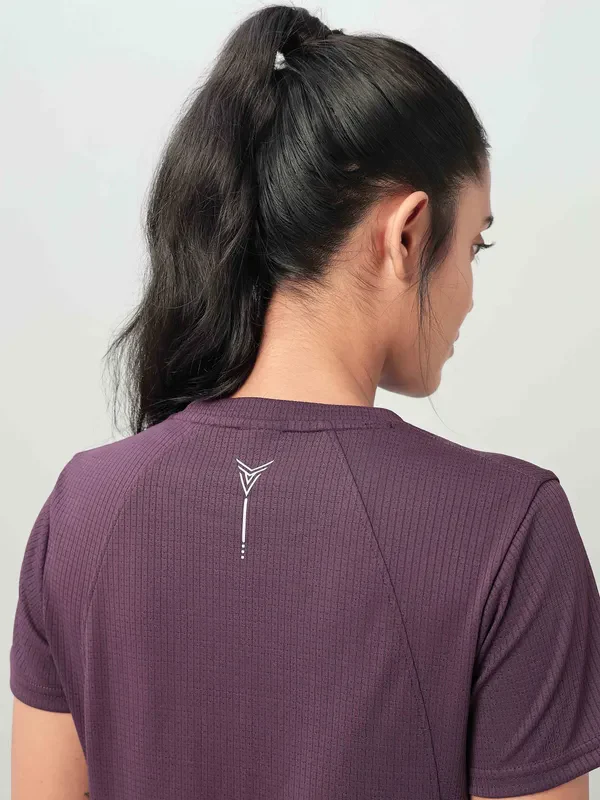 Women Self Design Slim Fit Crew Neck T-shirt with TECHNO COOL+ - Image 11