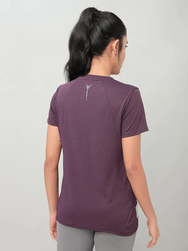 Women Self Design Slim Fit Crew Neck T-shirt with TECHNO COOL+ - Image 6