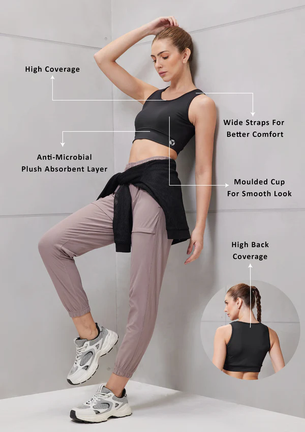 Women Solid Slim Fit Scoop Neck Sports Bra with ELASTO PLUS - Image 10