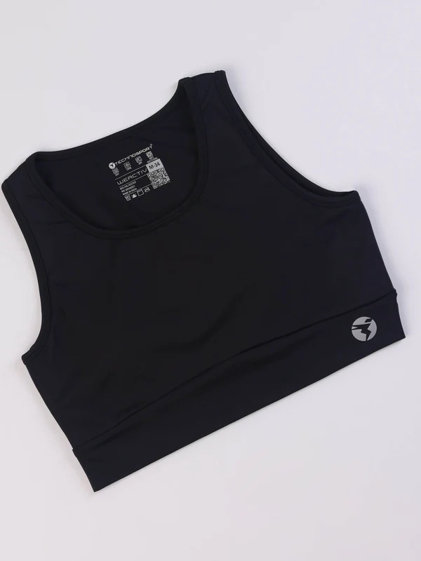 Women Solid Slim Fit Scoop Neck Sports Bra with ELASTO PLUS - Image 3