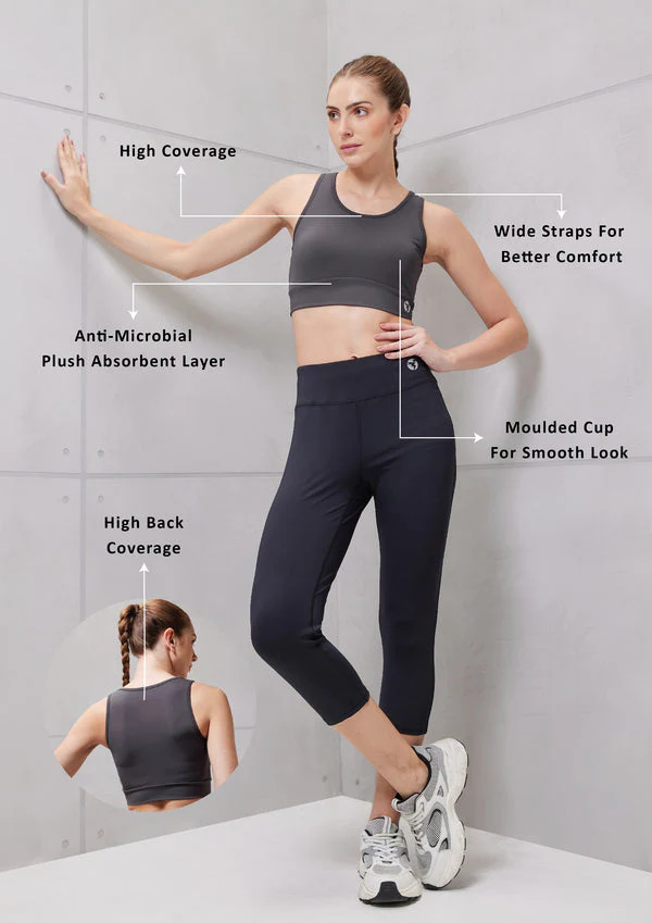 Women Solid Slim Fit Scoop Neck Sports Bra with ELASTO PLUS - Image 8