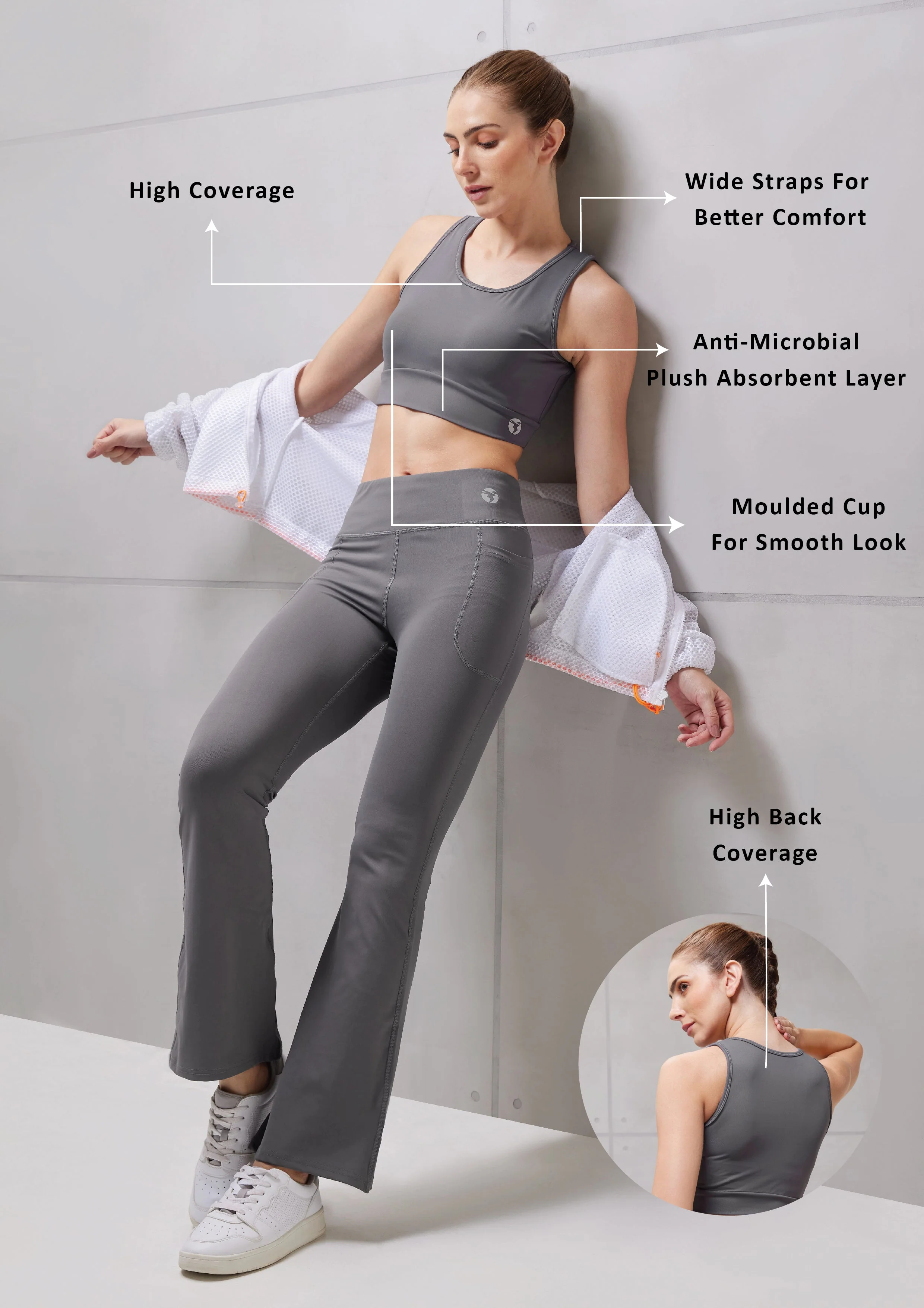 Women Solid Slim Fit Scoop Neck Sports Bra with ELASTO PLUS - Image 5