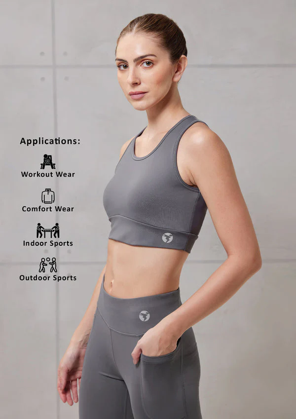 Women Solid Slim Fit Scoop Neck Sports Bra with ELASTO PLUS - Image 6