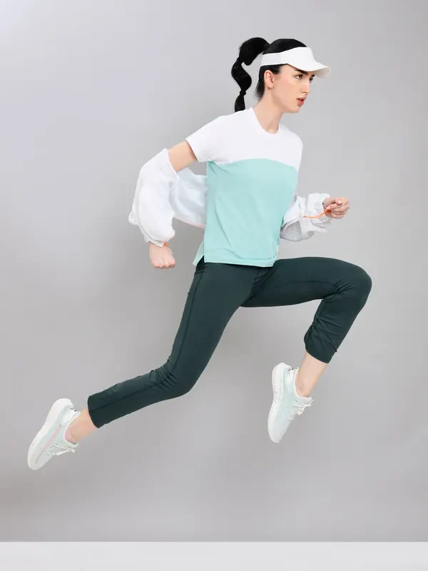 Women Colorblock Slim Fit Crew Neck T-shirt with TECHNO COOL+ - Image 5