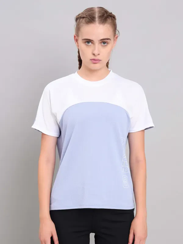Women Colorblock Slim Fit Crew Neck T-shirt with TECHNO COOL+ - Image 5