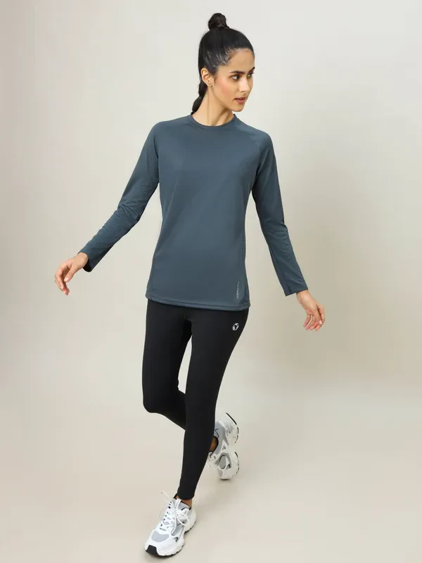 Women Solid Slim Fit Crew Neck T-shirt with TECHNO COOL+ - Image 6