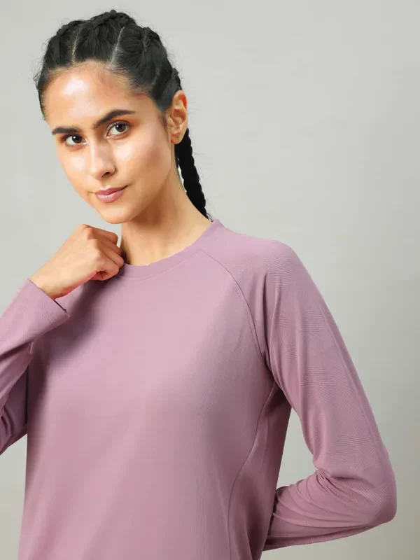 Women Solid Slim Fit Crew Neck T-shirt with TECHNO COOL+ - Image 4