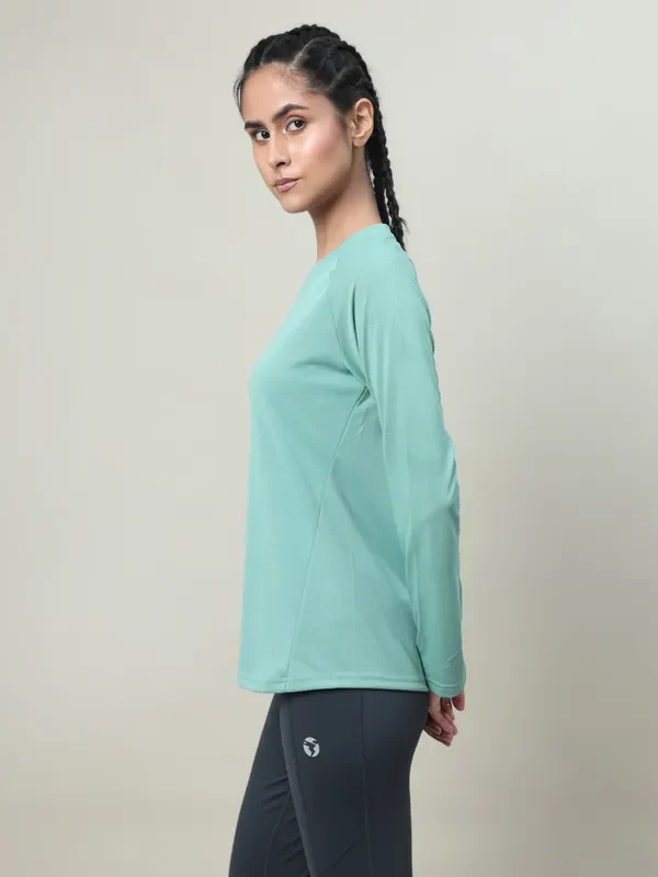Women Solid Slim Fit Crew Neck T-shirt with TECHNO COOL+ - Image 3