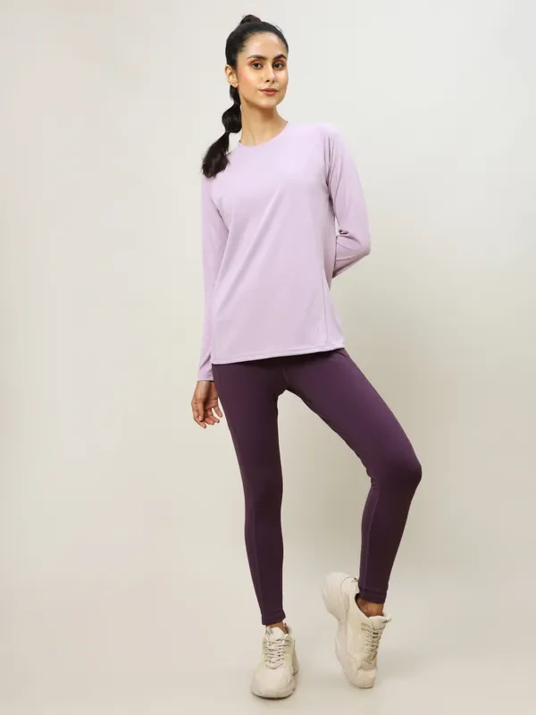 Women Solid Slim Fit Crew Neck T-shirt with TECHNO COOL+ - Image 3
