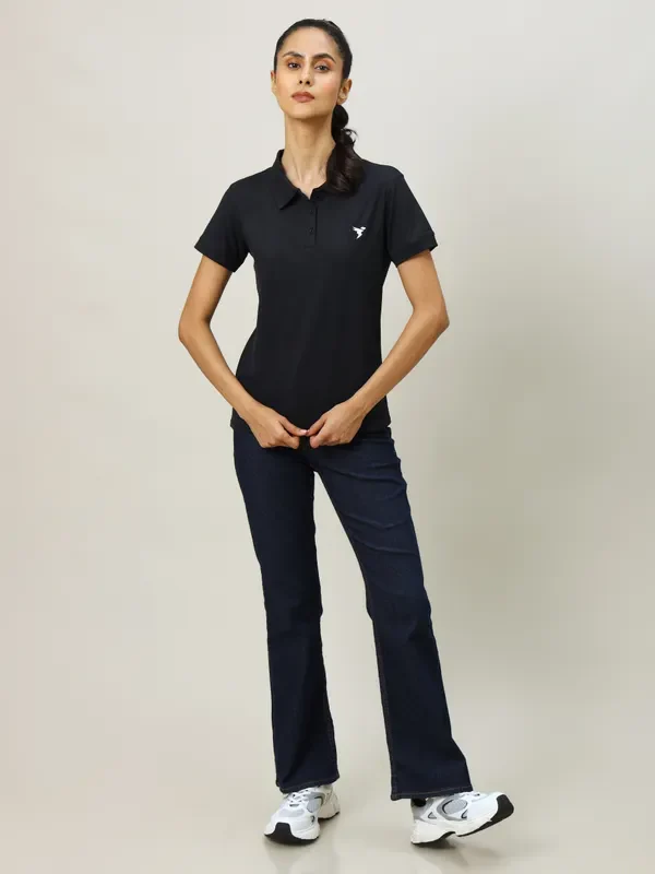 Women Solid Slim Fit Polo T-shirt with MATPIQ - Image 4