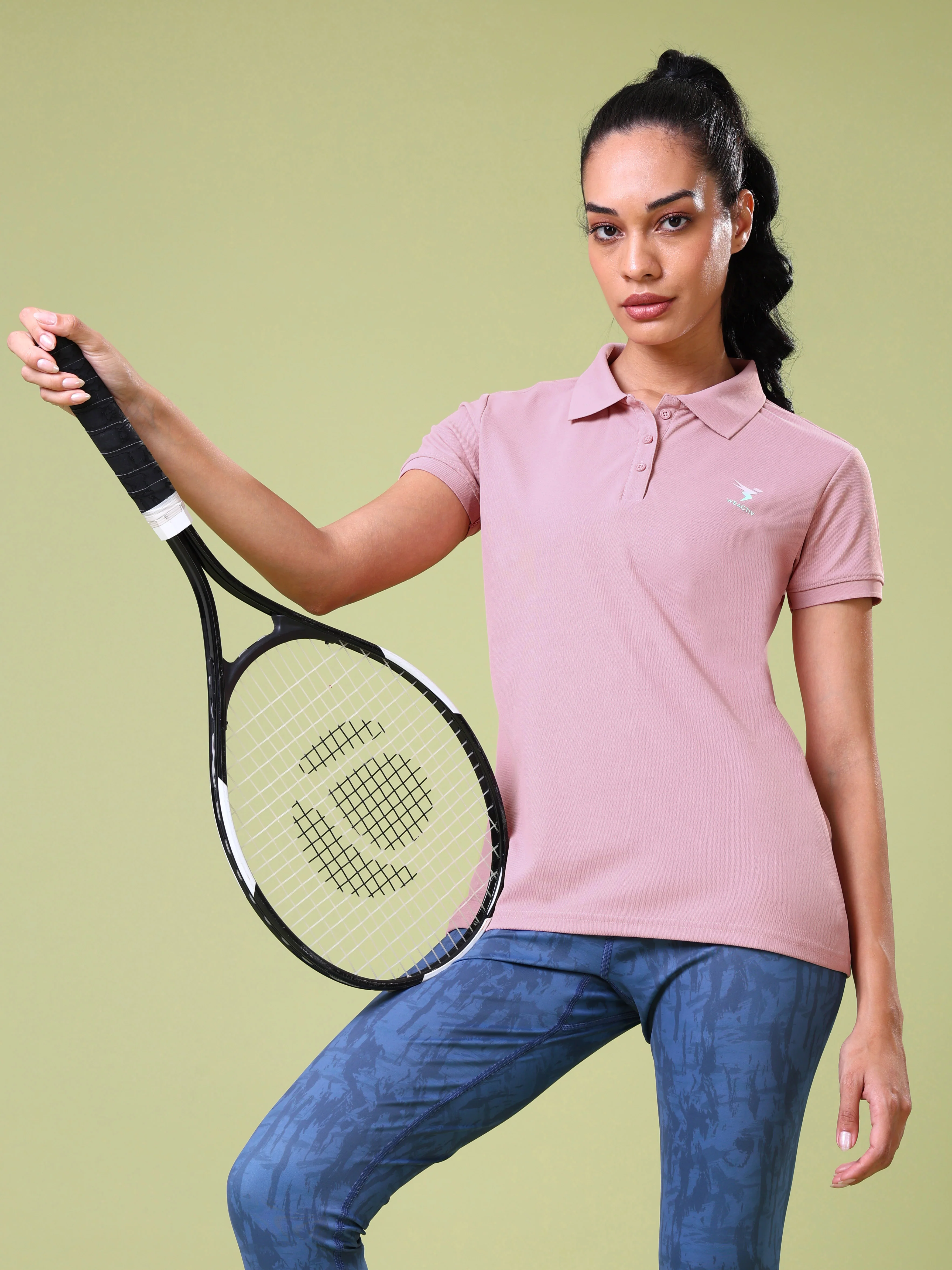 Women Solid Slim Fit Polo T-shirt with MATPIQ - Image 2