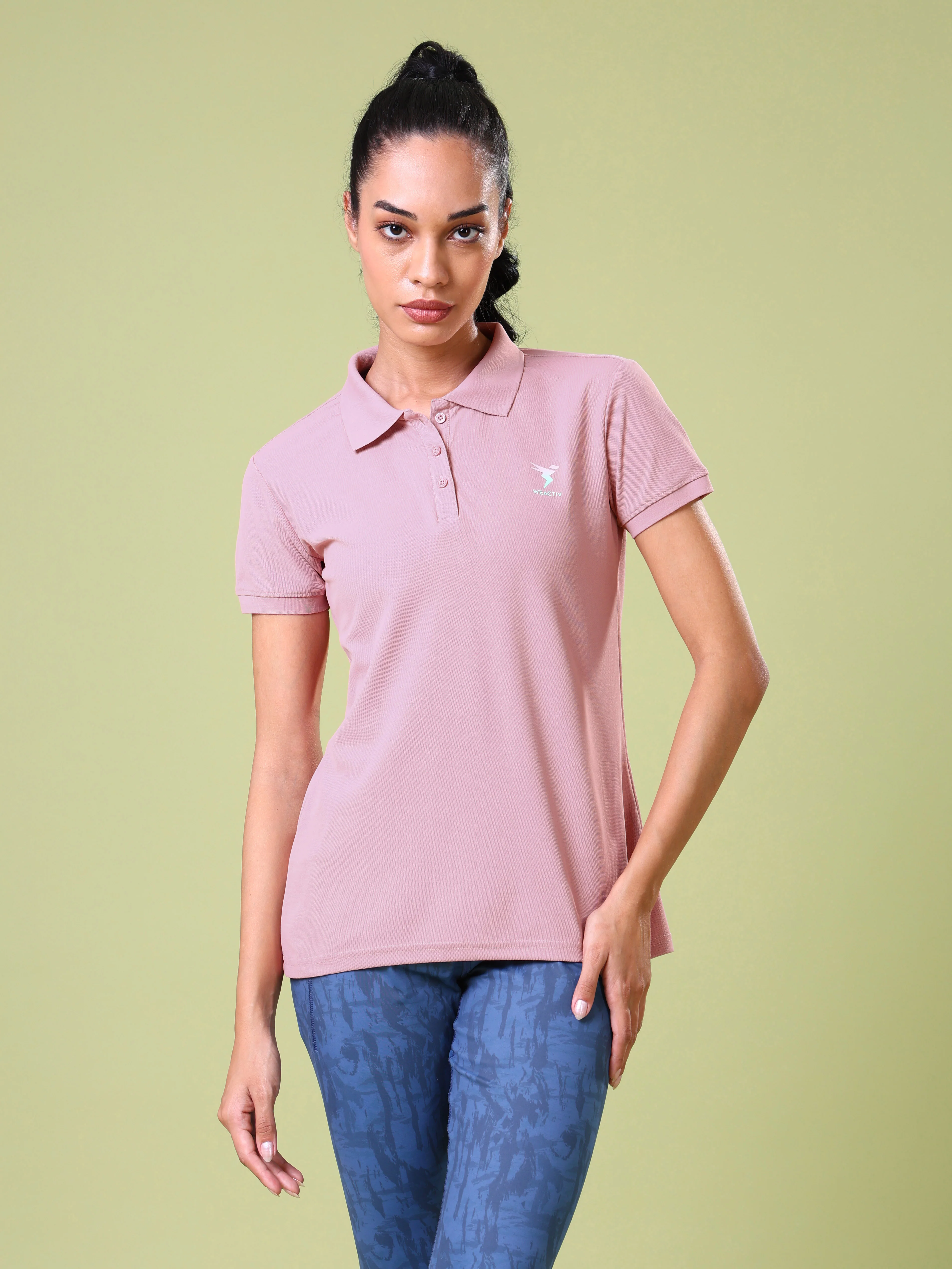 Women Solid Slim Fit Polo T-shirt with MATPIQ - Image 6