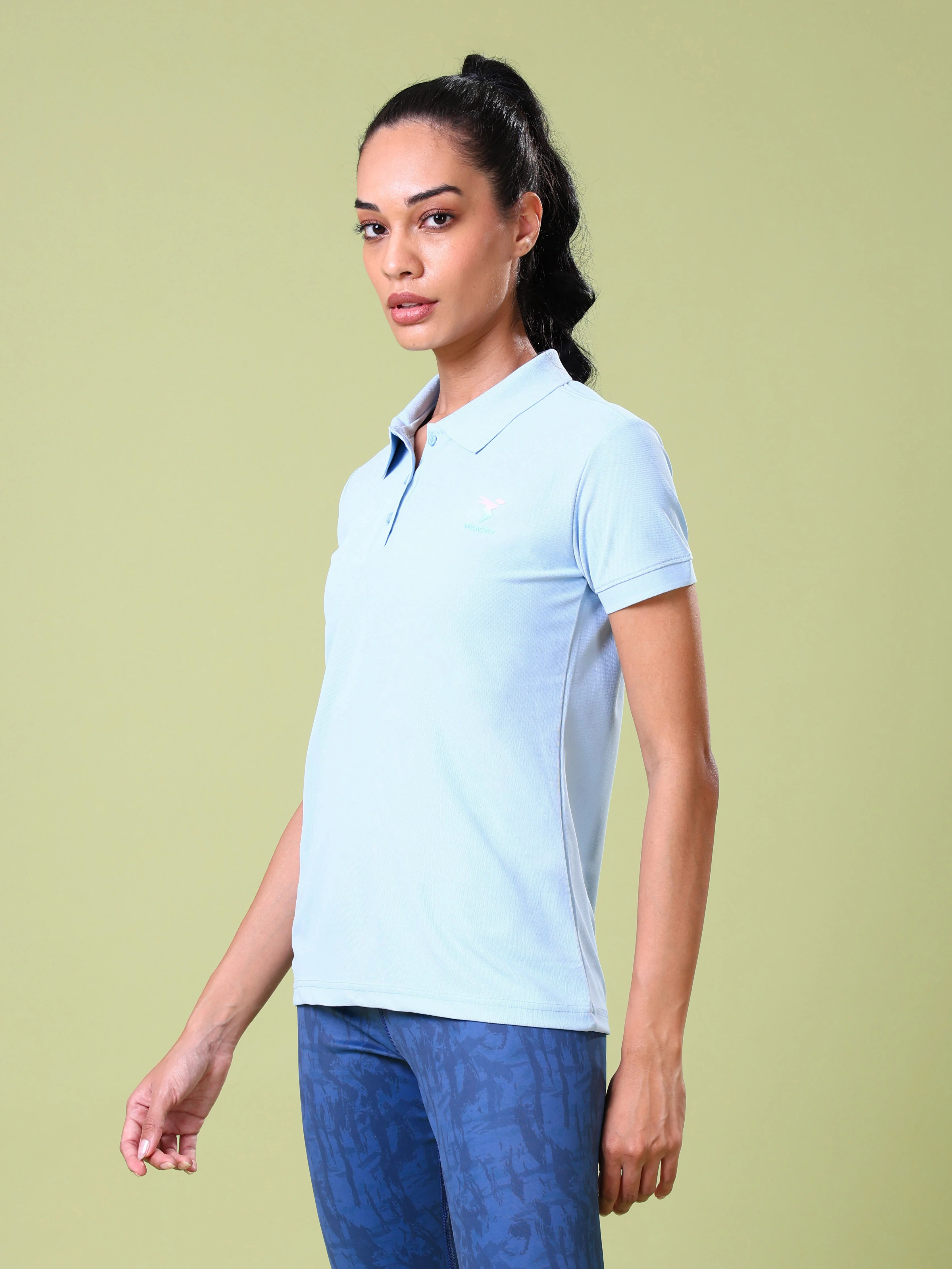 Women Solid Slim Fit Polo T-shirt with MATPIQ - Image 3