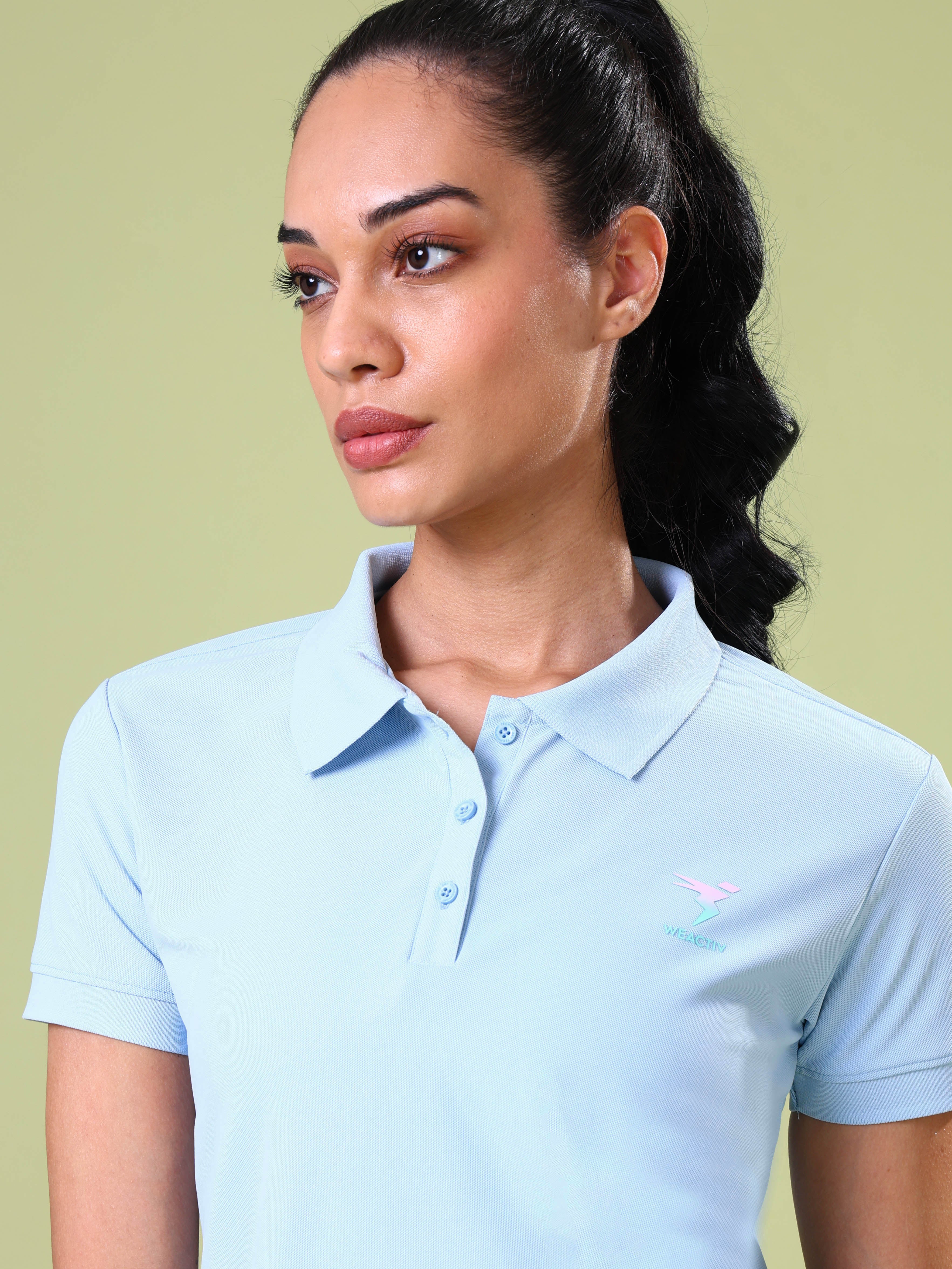 Women Solid Slim Fit Polo T-shirt with MATPIQ - Image 6