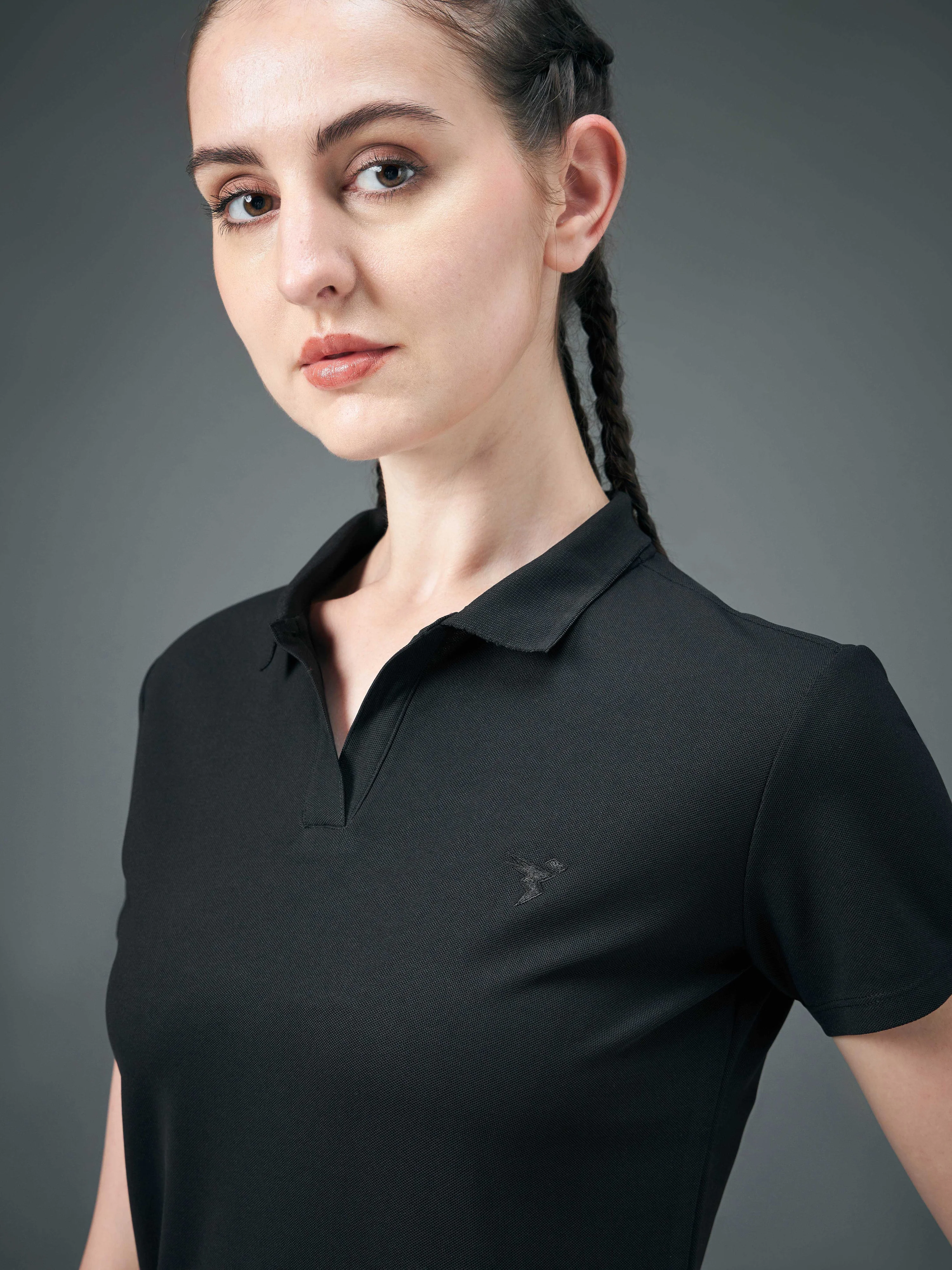Women Solid Slim Fit Polo T-shirt with MATPIQ - Image 6