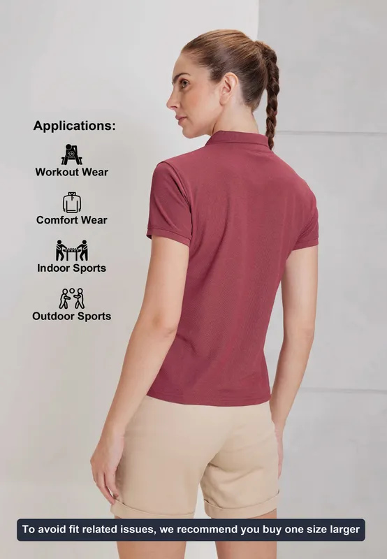 Women Solid Slim Fit Polo T-shirt with MATPIQ - Image 6