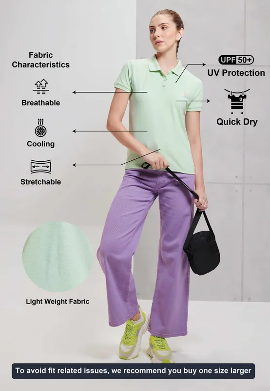 Women Solid Slim Fit Polo T-shirt with MATPIQ - Image 3