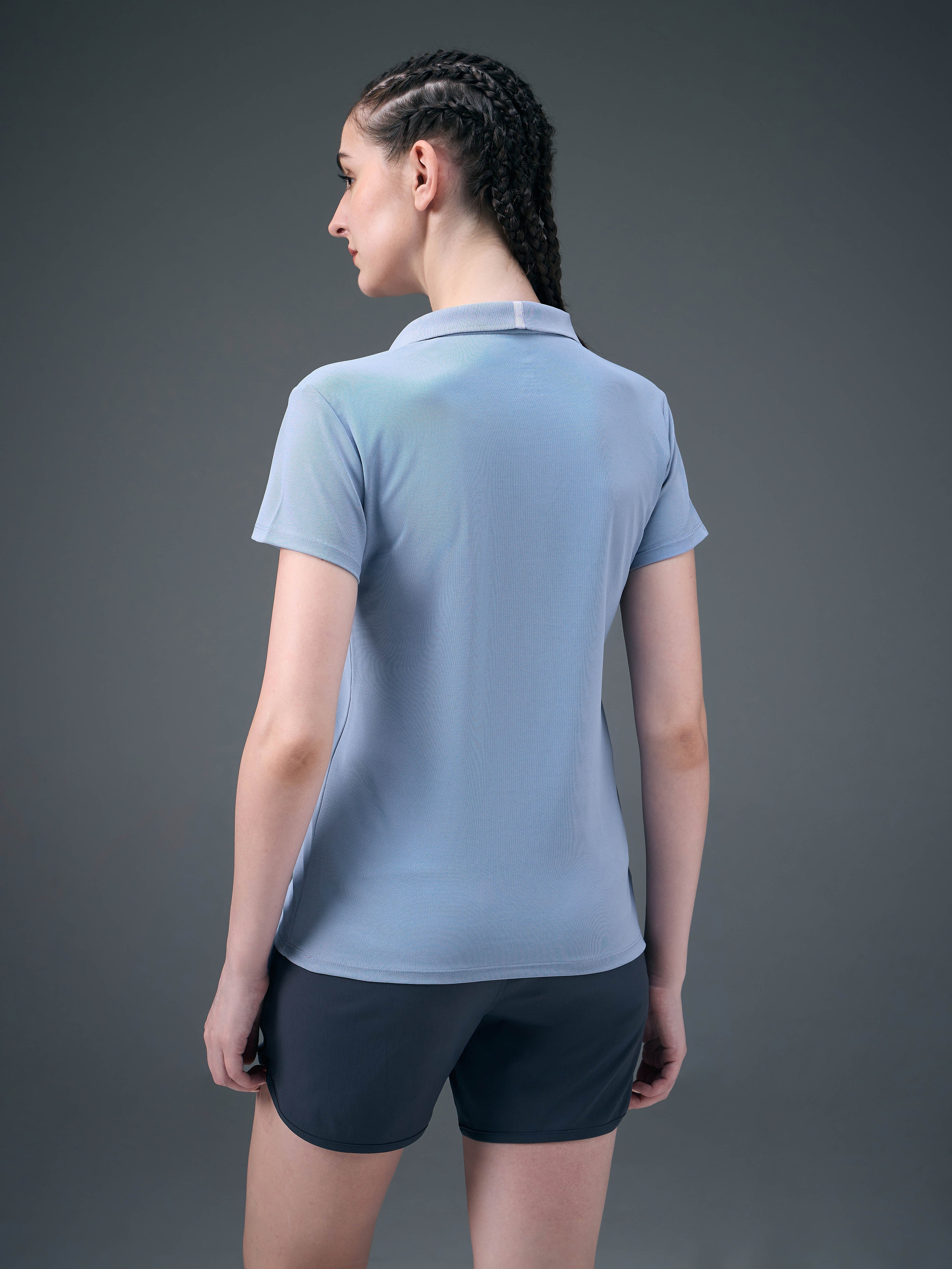 Women Solid Slim Fit Polo T-shirt with MATPIQ - Image 3