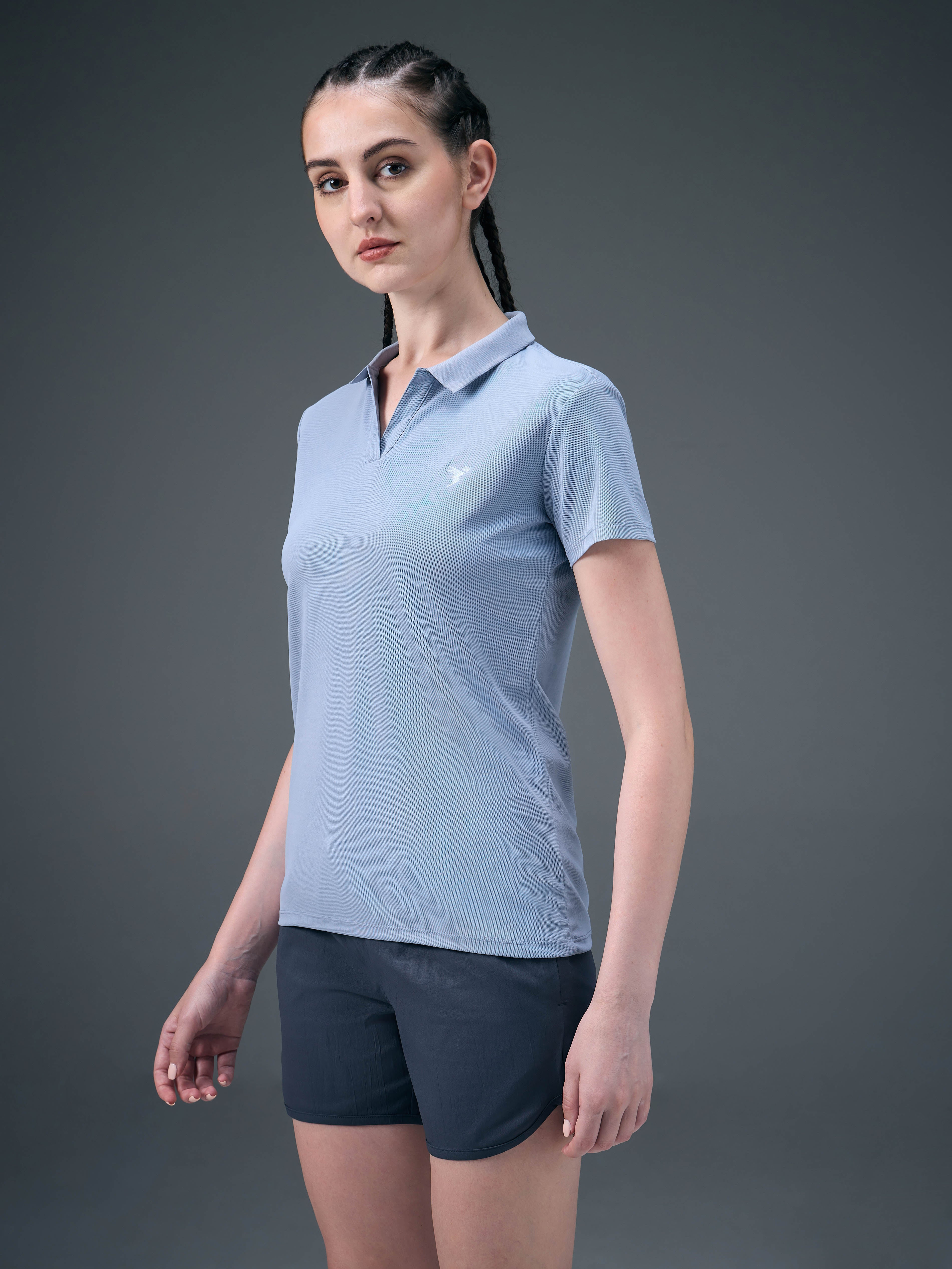Women Solid Slim Fit Polo T-shirt with MATPIQ - Image 4