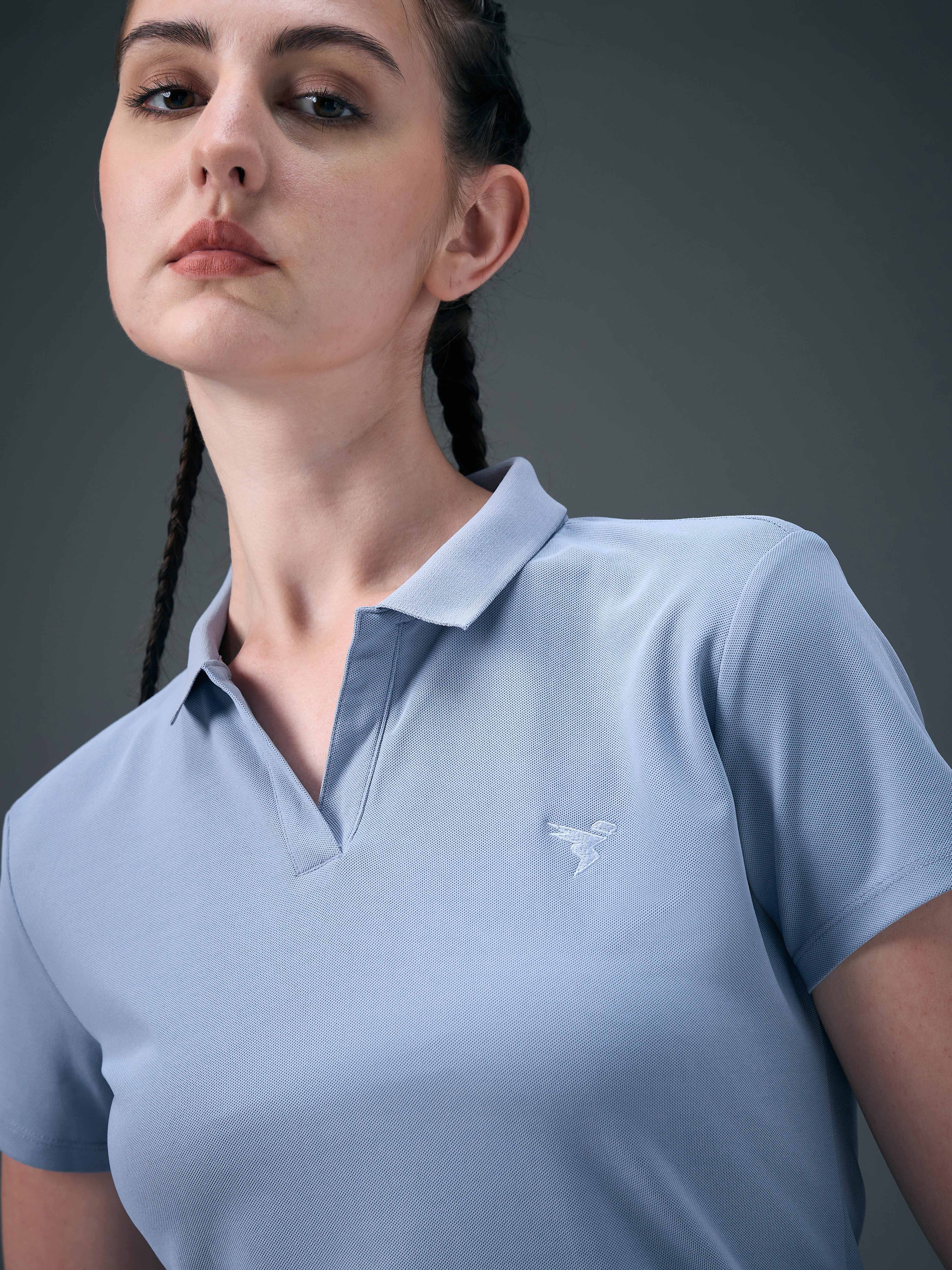 Women Solid Slim Fit Polo T-shirt with MATPIQ - Image 6