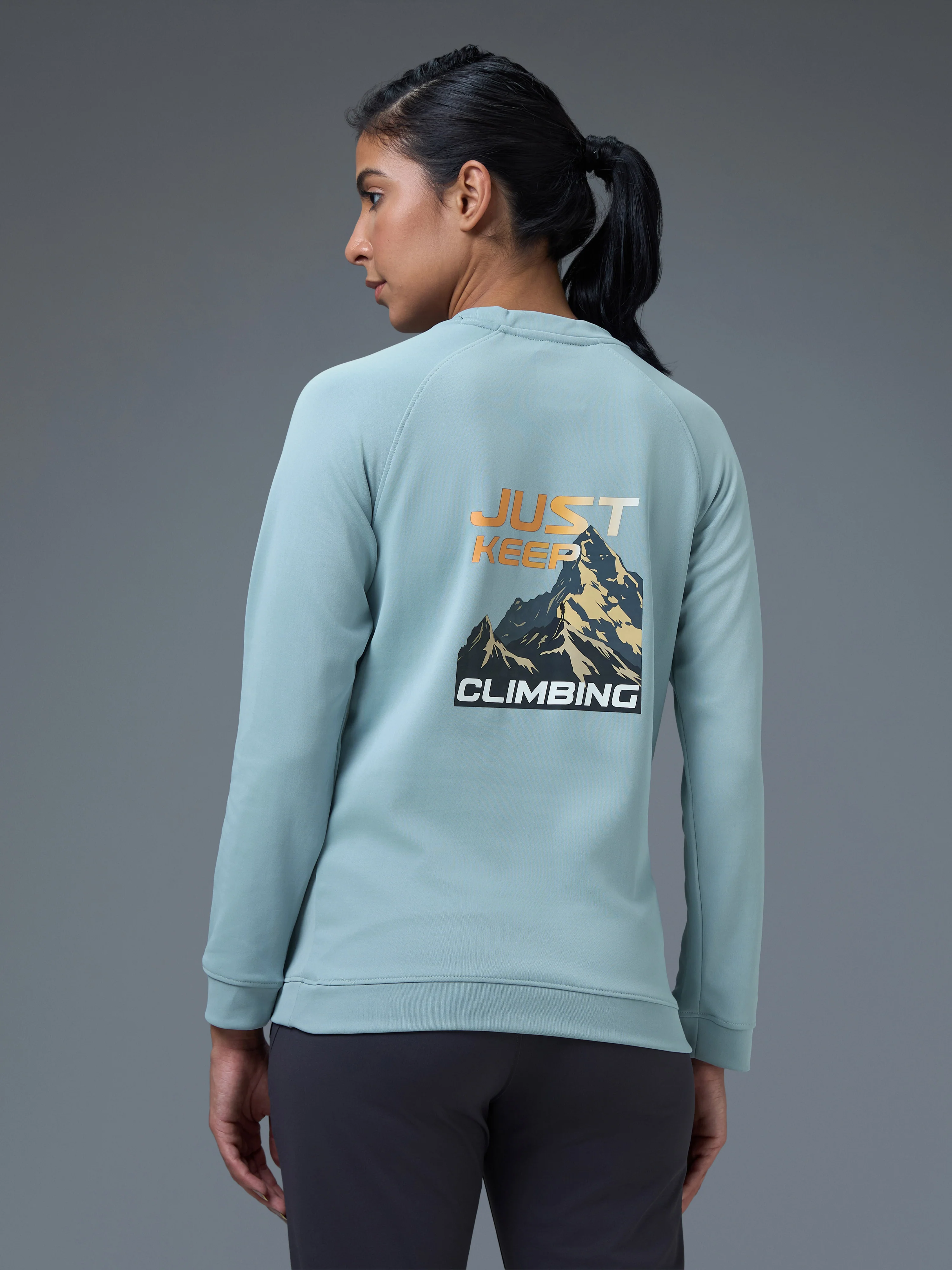 Women Printed Slim Fit Crew Neck Pullover with ELASTO PLUS - Image 3