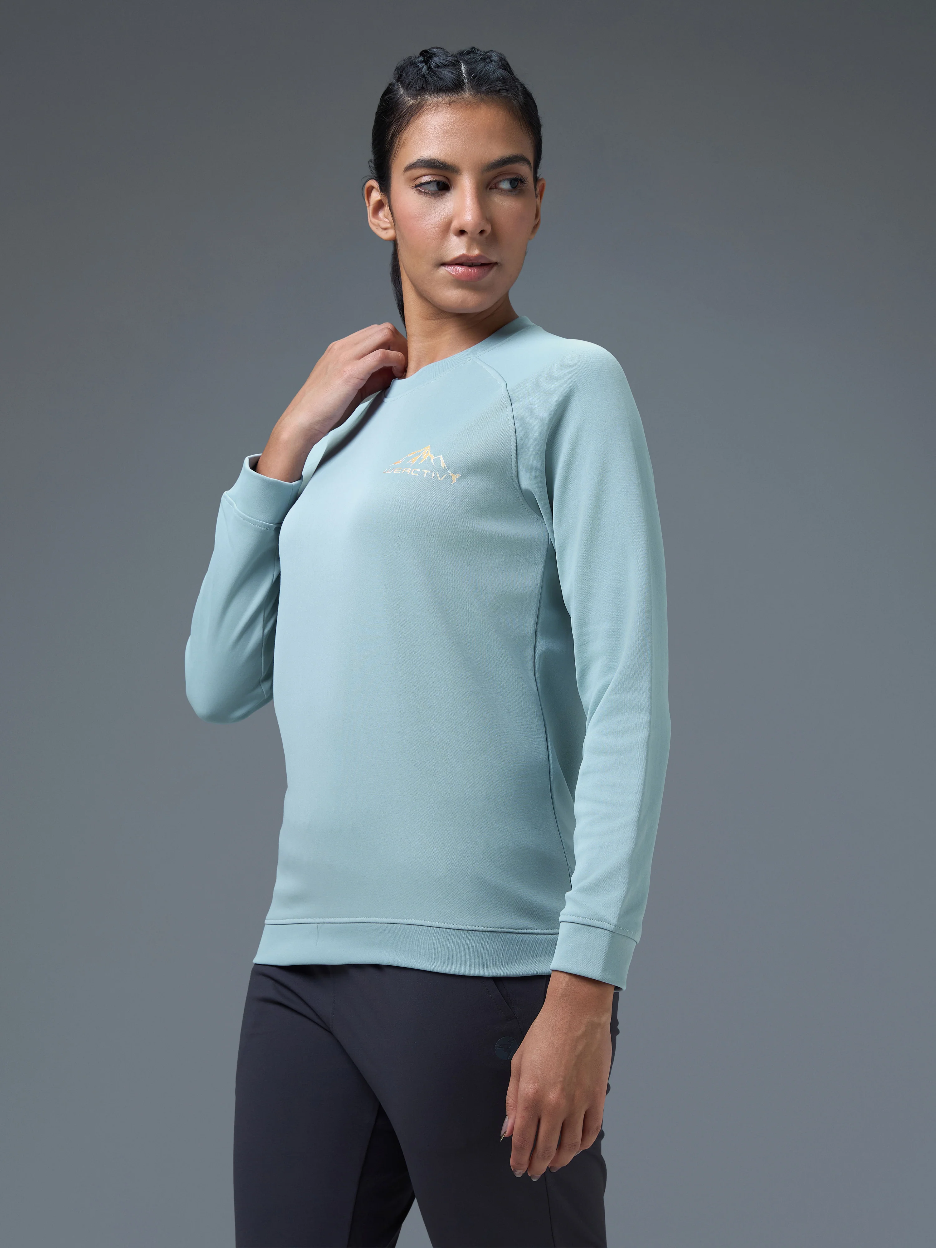 Women Printed Slim Fit Crew Neck Pullover with ELASTO PLUS - Image 4