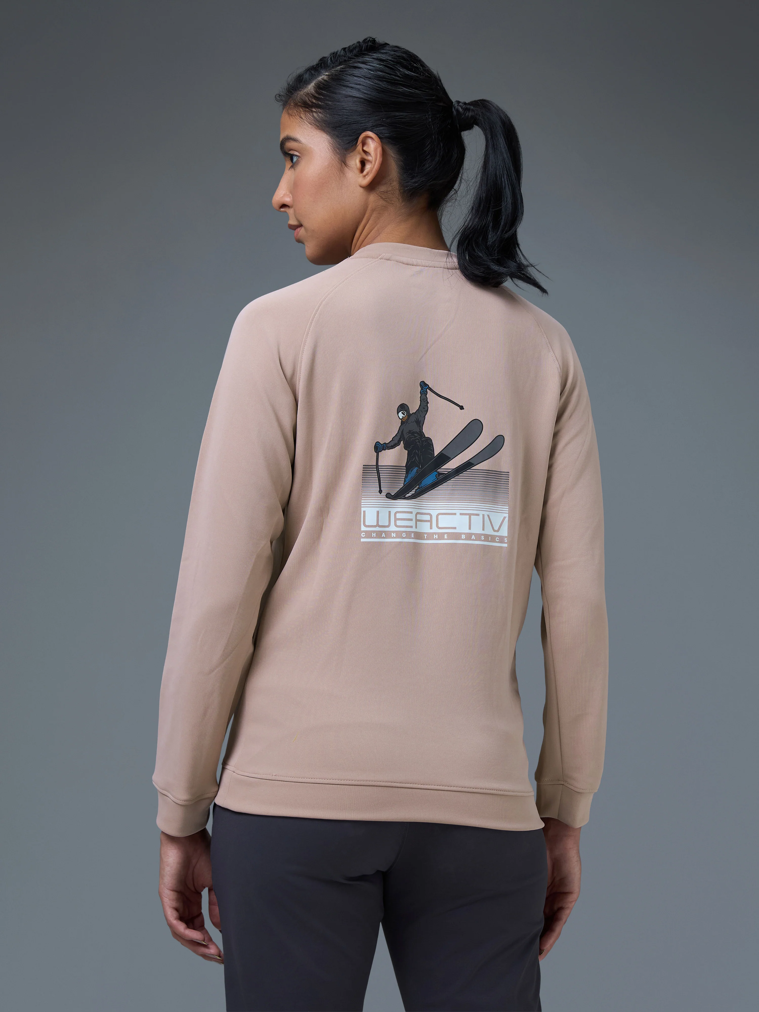 Women Printed Slim Fit Crew Neck Pullover with ELASTO PLUS - Image 3
