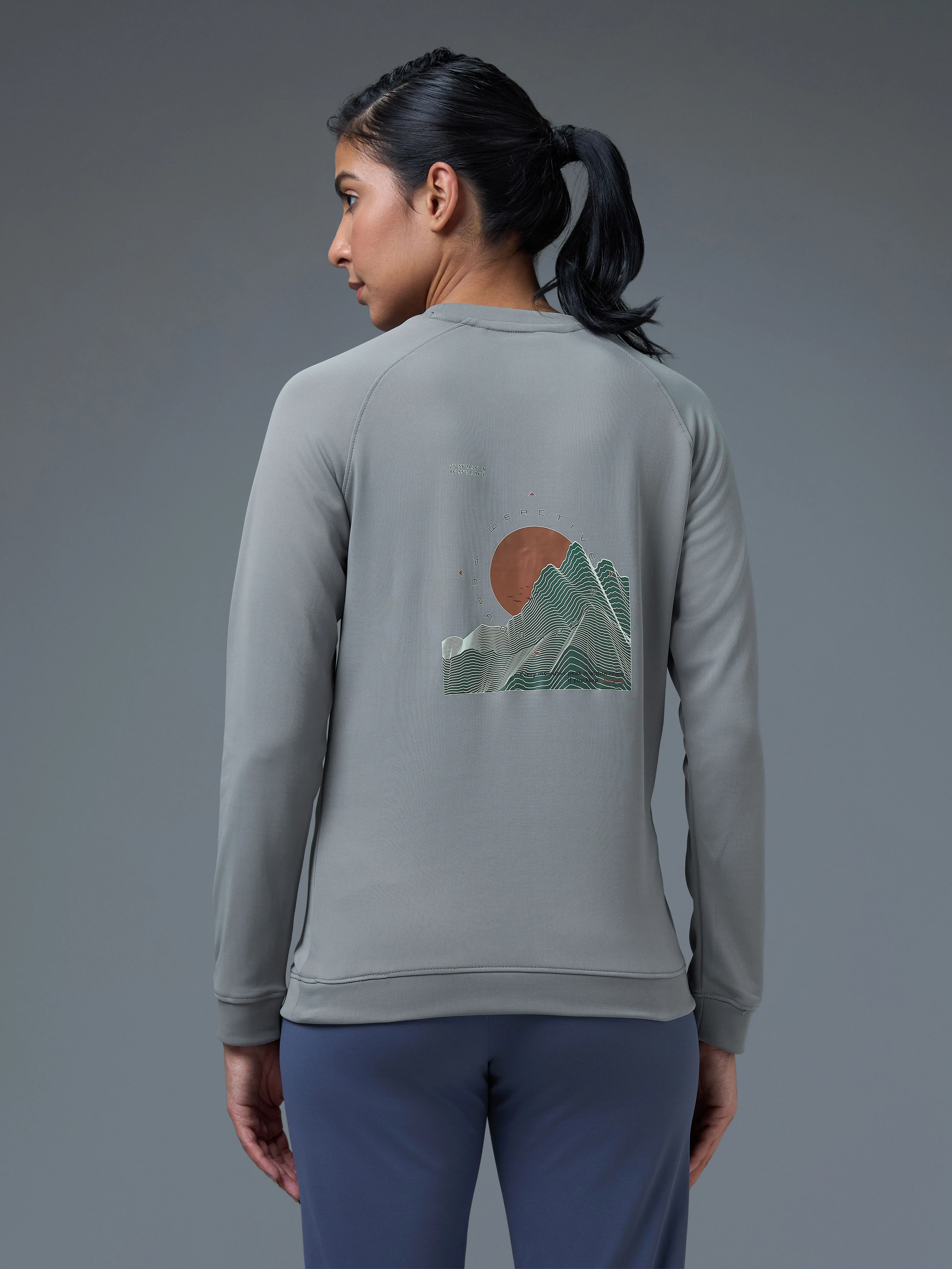 Women Printed Slim Fit Crew Neck Pullover with ELASTO PLUS - Image 3