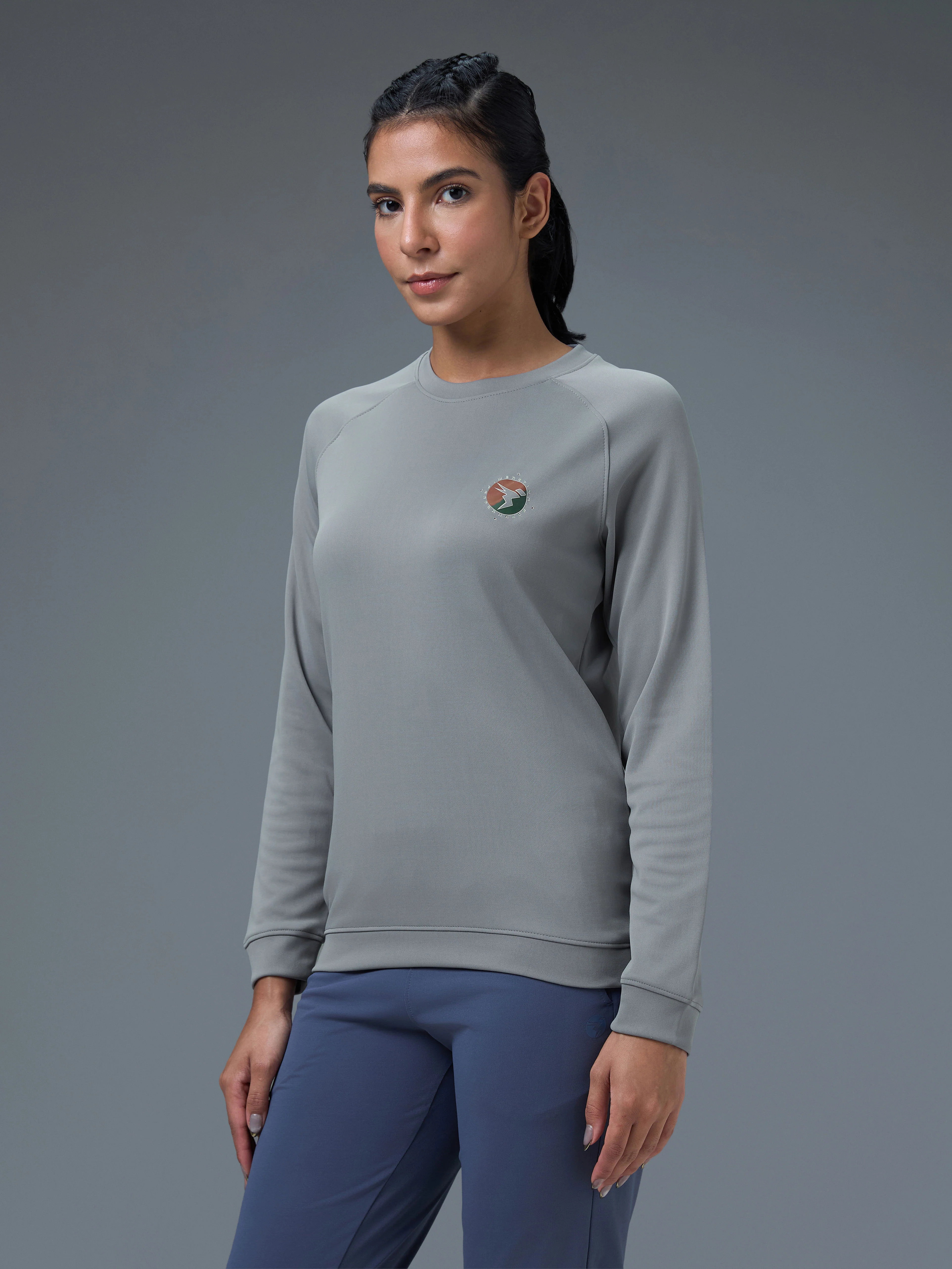 Women Printed Slim Fit Crew Neck Pullover with ELASTO PLUS - Image 4