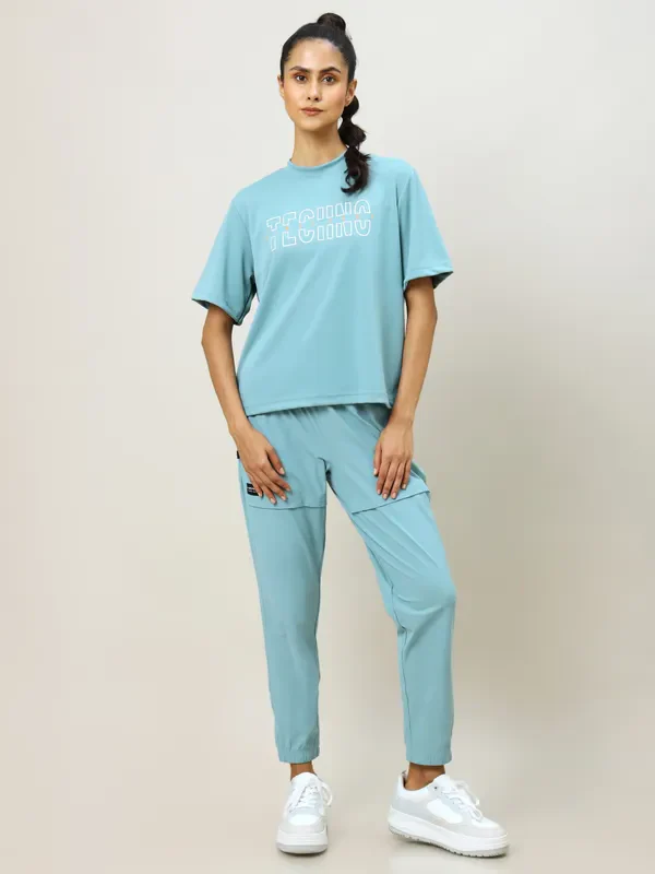 Women Printed Boxy Fit Crew Neck T-shirt with TECHNO COOL+ - Image 3
