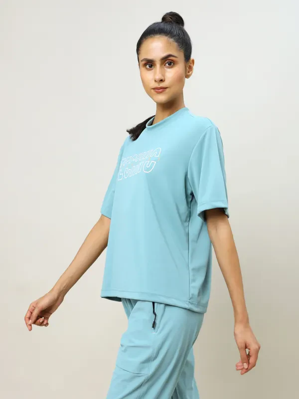 Women Printed Boxy Fit Crew Neck T-shirt with TECHNO COOL+ - Image 5