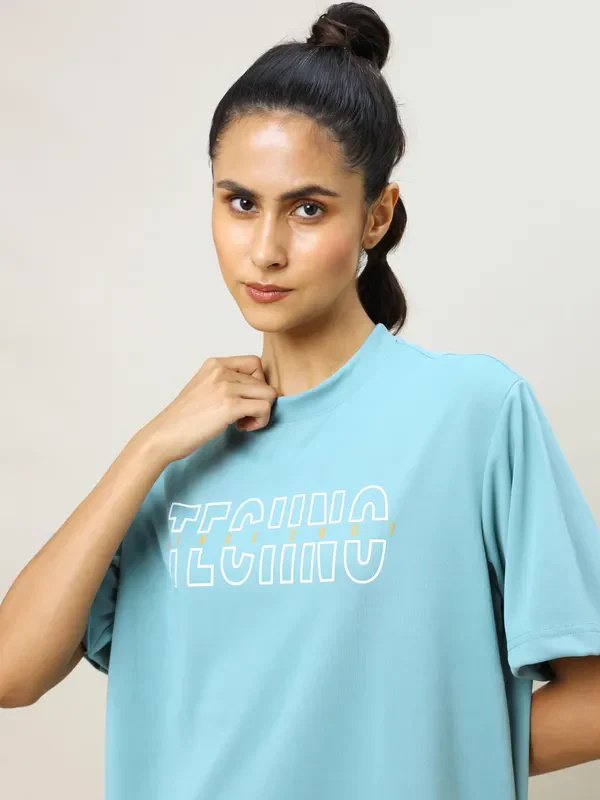 Women Printed Boxy Fit Crew Neck T-shirt with TECHNO COOL+ - Image 6