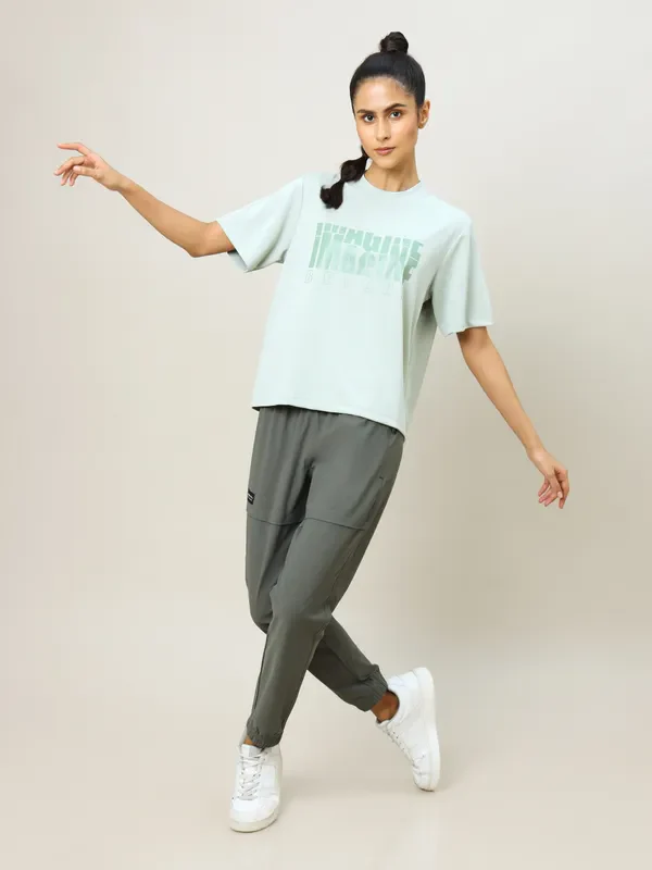 Women Printed Boxy Fit Crew Neck T-shirt with TECHNO COOL+ - Image 2