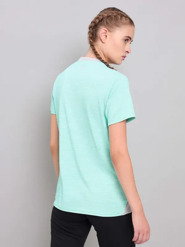 Women Solid Slim Fit V Neck T-shirt with DOUBLE COOL - Image 4