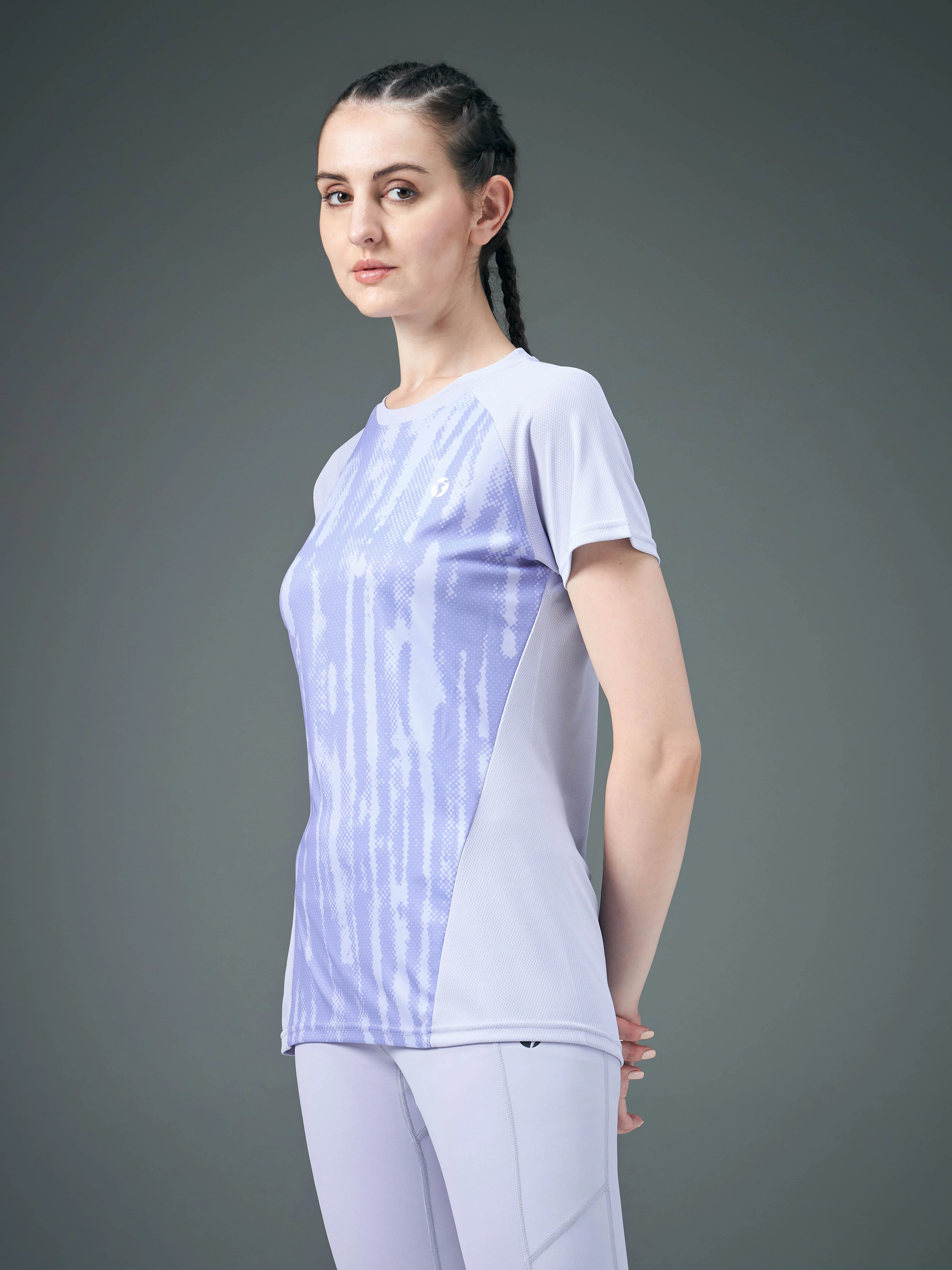 Women Abstract Print Slim Fit Crew Neck T-shirt with TECHNO COOL+ - Image 4