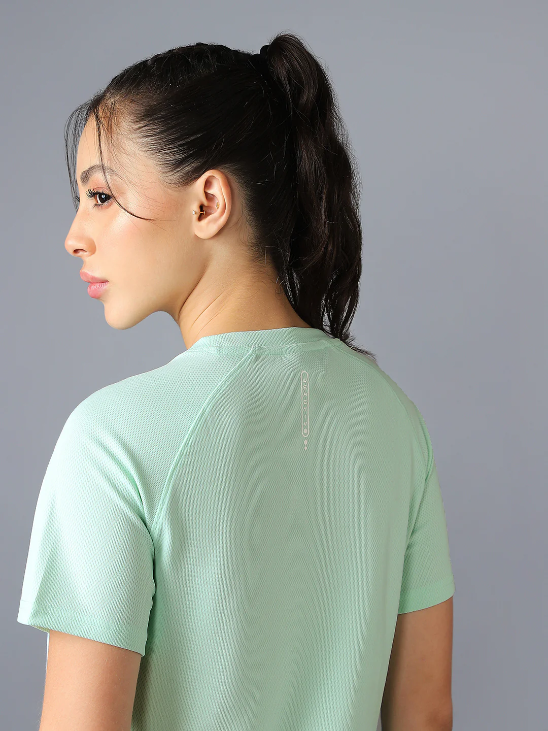 Women Abstract Print Slim Fit Crew Neck T-shirt with TECHNO COOL+ - Image 8