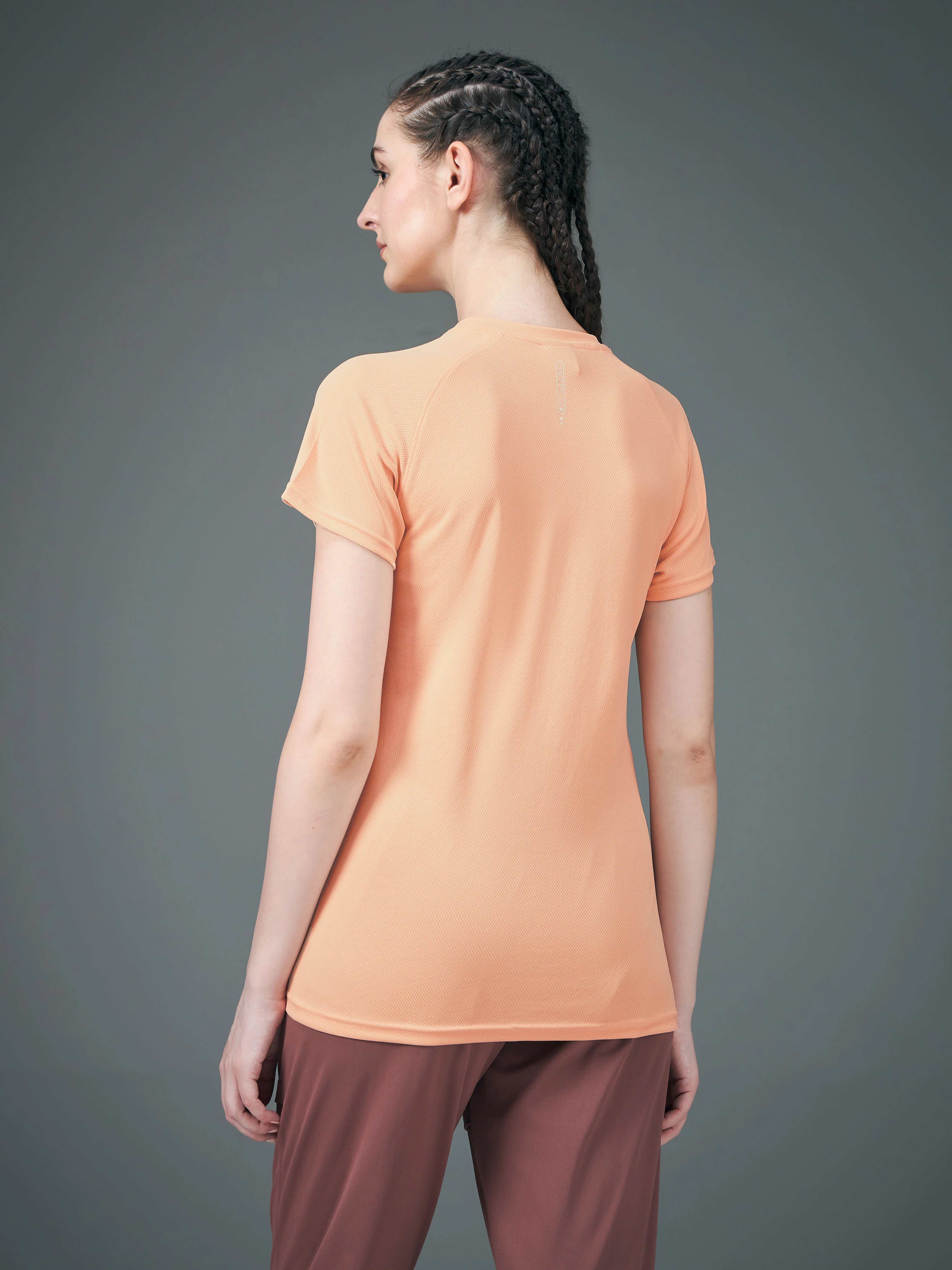 Women Abstract Print Slim Fit Crew Neck T-shirt with TECHNO COOL+ - Image 2