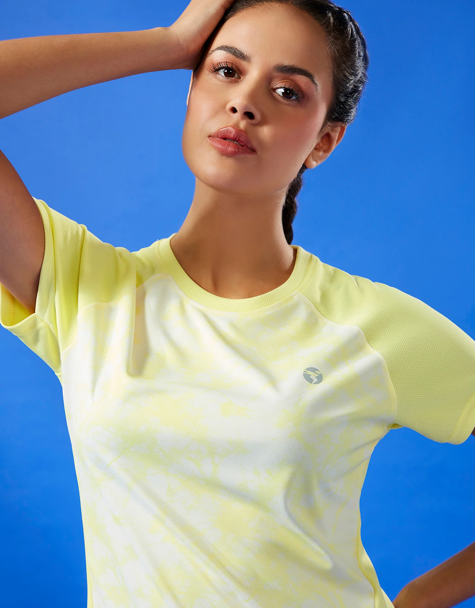 Women Abstract Print Slim Fit Crew Neck T-shirt with TECHNO COOL+ - Image 6